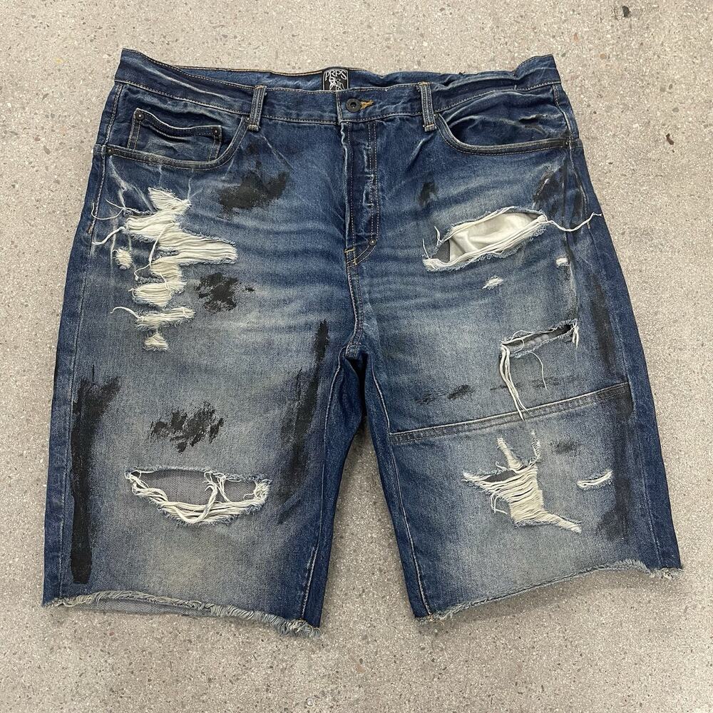 Prps Jeans Men's Blue Distressed Cutoff Denim Jeans Shorts Size 38